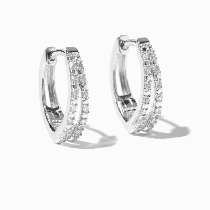 Brand new ✨ Claire's Laboratory Grown Diamond Embellished 10MM Sterling Silver Double Hoop Earrings 👍 1 Brand new ✨ Claire's Laboratory Grown Diamond Embellished 10MM Sterling Silver Double Hoop Earrings 👍
