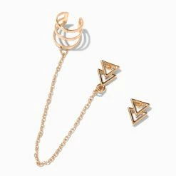 Wholesale π Claire's Gold Double Triangle Connector Earrings β